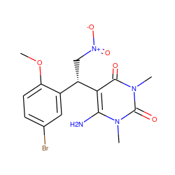 COc1ccc(Br)cc1[C@H](C[N+](=O)[O-])c1c(N)n(C)c(=O)n(C)c1=O ZINC000001046167