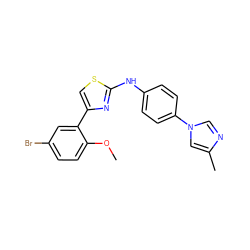 COc1ccc(Br)cc1-c1csc(Nc2ccc(-n3cnc(C)c3)cc2)n1 ZINC000073160581