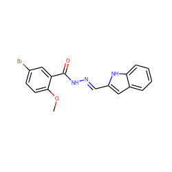 COc1ccc(Br)cc1C(=O)N/N=C/c1cc2ccccc2[nH]1 ZINC000095559055