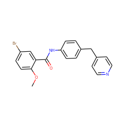 COc1ccc(Br)cc1C(=O)Nc1ccc(Cc2ccncc2)cc1 ZINC000001207145