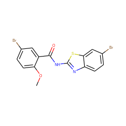 COc1ccc(Br)cc1C(=O)Nc1nc2ccc(Br)cc2s1 ZINC001772580821
