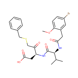 COc1ccc(Br)cc1CC(=O)N[C@H](C(=O)N[C@@H](CC(=O)O)C(=O)CSCc1ccccc1)C(C)C ZINC000014947273