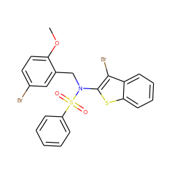 COc1ccc(Br)cc1CN(c1sc2ccccc2c1Br)S(=O)(=O)c1ccccc1 ZINC000115233086