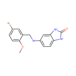 COc1ccc(Br)cc1CNc1ccc2[nH]c(=O)[nH]c2c1 ZINC000013497278