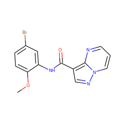 COc1ccc(Br)cc1NC(=O)c1cnn2cccnc12 ZINC000056036263
