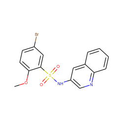 COc1ccc(Br)cc1S(=O)(=O)Nc1cnc2ccccc2c1 ZINC000045258031