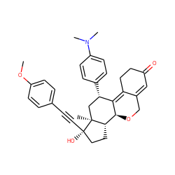 COc1ccc(C#C[C@]2(O)CC[C@H]3[C@@H]4OCC5=CC(=O)CCC5=C4[C@@H](c4ccc(N(C)C)cc4)C[C@@]32C)cc1 ZINC000028818206