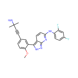 COc1ccc(C#CC(C)(C)N)cc1-c1[nH]nc2nc(Nc3ccc(F)cc3F)ccc12 ZINC000028564979