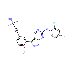 COc1ccc(C#CC(C)(C)N)cc1-c1[nH]nc2nc(Nc3ccc(F)cc3F)ncc12 ZINC000028565838