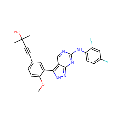 COc1ccc(C#CC(C)(C)O)cc1-c1[nH]nc2nc(Nc3ccc(F)cc3F)ncc12 ZINC000028566001