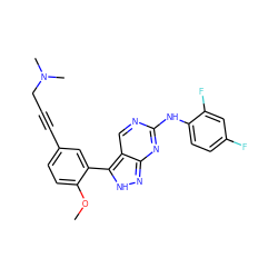 COc1ccc(C#CCN(C)C)cc1-c1[nH]nc2nc(Nc3ccc(F)cc3F)ncc12 ZINC000028566340