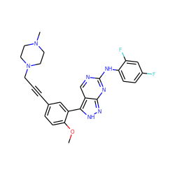 COc1ccc(C#CCN2CCN(C)CC2)cc1-c1[nH]nc2nc(Nc3ccc(F)cc3F)ncc12 ZINC000028566048