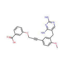 COc1ccc(C#CCOc2cccc(C(=O)O)c2)cc1Cc1cnc(N)nc1N ZINC000003641189