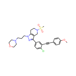 COc1ccc(C#Cc2cc(-c3nn(CCCN4CCOCC4)c4c3CN(S(C)(=O)=O)CC4)ccc2Cl)cc1 ZINC000049695598