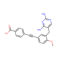 COc1ccc(C#Cc2ccc(C(=O)O)cc2)cc1Cc1cnc(N)nc1N ZINC000013559770