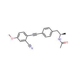 COc1ccc(C#Cc2ccc(C[C@@H](C)NC(C)=O)cc2)c(C#N)c1 ZINC000142344003