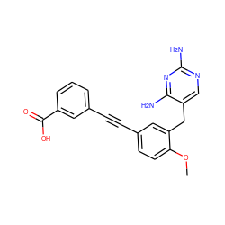 COc1ccc(C#Cc2cccc(C(=O)O)c2)cc1Cc1cnc(N)nc1N ZINC000013559769