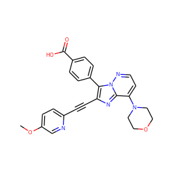 COc1ccc(C#Cc2nc3c(N4CCOCC4)ccnn3c2-c2ccc(C(=O)O)cc2)nc1 ZINC001772587104