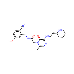 COc1ccc(C#N)c(CNC(=O)Cn2c(C)cnc(NCC[C@@H]3CCCCN3)c2=O)c1 ZINC000066076143