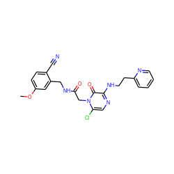 COc1ccc(C#N)c(CNC(=O)Cn2c(Cl)cnc(NCCc3ccccn3)c2=O)c1 ZINC000066076888