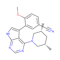 COc1ccc(C#N)cc1-c1c[nH]c2ncnc(N3C[C@@H](C)C[C@@H](C)C3)c12 ZINC000210720543