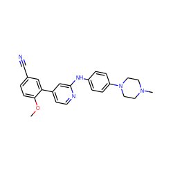 COc1ccc(C#N)cc1-c1ccnc(Nc2ccc(N3CCN(C)CC3)cc2)c1 ZINC000095596658