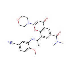 COc1ccc(C#N)cc1N[C@@H](C)c1cc(C(=O)N(C)C)cc2c(=O)cc(N3CCOCC3)oc12 ZINC000116736339