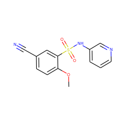 COc1ccc(C#N)cc1S(=O)(=O)Nc1cccnc1 ZINC000199998984
