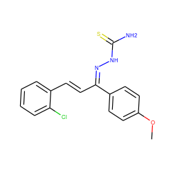 COc1ccc(C(/C=C/c2ccccc2Cl)=N\NC(N)=S)cc1 ZINC000072118890