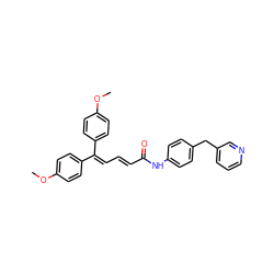 COc1ccc(C(=C/C=C/C(=O)Nc2ccc(Cc3cccnc3)cc2)c2ccc(OC)cc2)cc1 ZINC000029485077