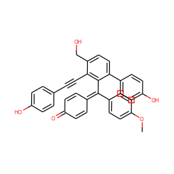 COc1ccc(C(=C2C=CC(=O)C=C2)c2c(-c3ccc(O)cc3)ccc(CO)c2C#Cc2ccc(O)cc2)cc1 ZINC000205883392