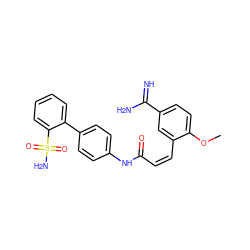 COc1ccc(C(=N)N)cc1/C=C\C(=O)Nc1ccc(-c2ccccc2S(N)(=O)=O)cc1 ZINC000013442341