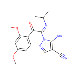 COc1ccc(C(=O)/C(=N\C(C)C)n2ncc(C#N)c2N)c(OC)c1 ZINC000299828968