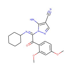 COc1ccc(C(=O)/C(=N\C2CCCCC2)n2ncc(C#N)c2N)c(OC)c1 ZINC000299831923