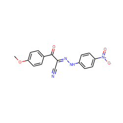 COc1ccc(C(=O)/C(C#N)=N/Nc2ccc([N+](=O)[O-])cc2)cc1 ZINC000101588524