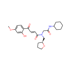 COc1ccc(C(=O)/C=C/C(=O)N(CC(=O)NC2CCCCC2)C[C@@H]2CCCO2)c(O)c1 ZINC000012491005