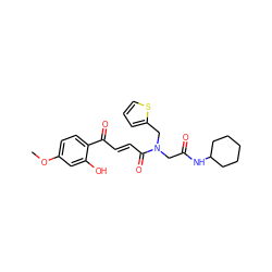 COc1ccc(C(=O)/C=C/C(=O)N(CC(=O)NC2CCCCC2)Cc2cccs2)c(O)c1 ZINC000012491026