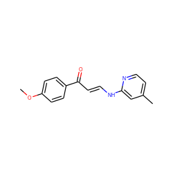 COc1ccc(C(=O)/C=C/Nc2cc(C)ccn2)cc1 ZINC000000286200