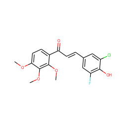 COc1ccc(C(=O)/C=C/c2cc(F)c(O)c(Cl)c2)c(OC)c1OC ZINC000653873561