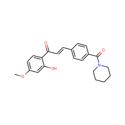 COc1ccc(C(=O)/C=C/c2ccc(C(=O)N3CCCCC3)cc2)c(O)c1 ZINC000096921675