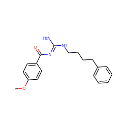 COc1ccc(C(=O)/N=C(\N)NCCCCc2ccccc2)cc1 ZINC000026841168