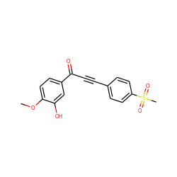COc1ccc(C(=O)C#Cc2ccc(S(C)(=O)=O)cc2)cc1O ZINC000013683388
