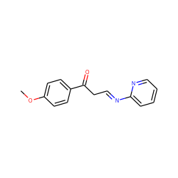 COc1ccc(C(=O)C/C=N/c2ccccn2)cc1 ZINC000102670050