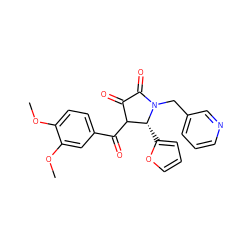 COc1ccc(C(=O)C2C(=O)C(=O)N(Cc3cccnc3)[C@@H]2c2ccco2)cc1OC ZINC000013122343