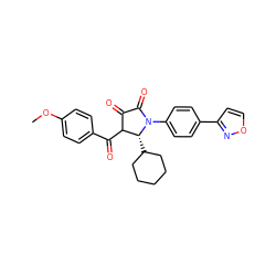 COc1ccc(C(=O)C2C(=O)C(=O)N(c3ccc(-c4ccon4)cc3)[C@@H]2C2CCCCC2)cc1 ZINC000113732108