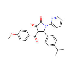 COc1ccc(C(=O)C2C(=O)C(=O)N(c3ccccn3)[C@@H]2c2ccc(C(C)C)cc2)cc1 ZINC000012487806