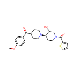 COc1ccc(C(=O)C2CCN([C@@H]3CCN(C(=O)c4cccs4)C[C@H]3O)CC2)cc1 ZINC000084689682