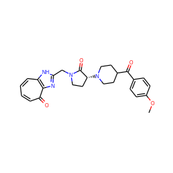 COc1ccc(C(=O)C2CCN([C@@H]3CCN(Cc4nc5c(=O)ccccc5[nH]4)C3=O)CC2)cc1 ZINC000205851683