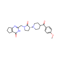 COc1ccc(C(=O)C2CCN([C@@H]3CCN(Cc4nc5c(c(=O)[nH]4)CCC5)C3=O)CC2)cc1 ZINC000207775110