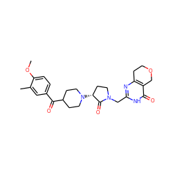 COc1ccc(C(=O)C2CCN([C@@H]3CCN(Cc4nc5c(c(=O)[nH]4)COCC5)C3=O)CC2)cc1C ZINC000207769083